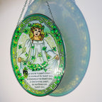 Stained Glass Angel Suncatcher with Shamrock Design | Guardian Angel Window Hanging Decor | Spiritual Blessing Gift