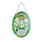 Stained Glass Angel Suncatcher with Shamrock Design | Guardian Angel Window Hanging Decor | Spiritual Blessing Gift