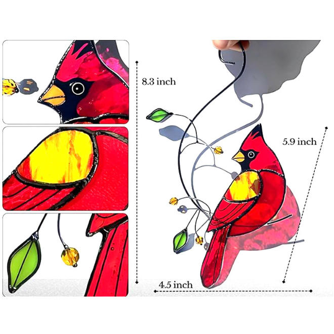 Stained Glass Hummingbird Sun Catcher – Colorful Acrylic Window Hanging Ornament, Handmade Bird Light Catcher Home Decor Gift
