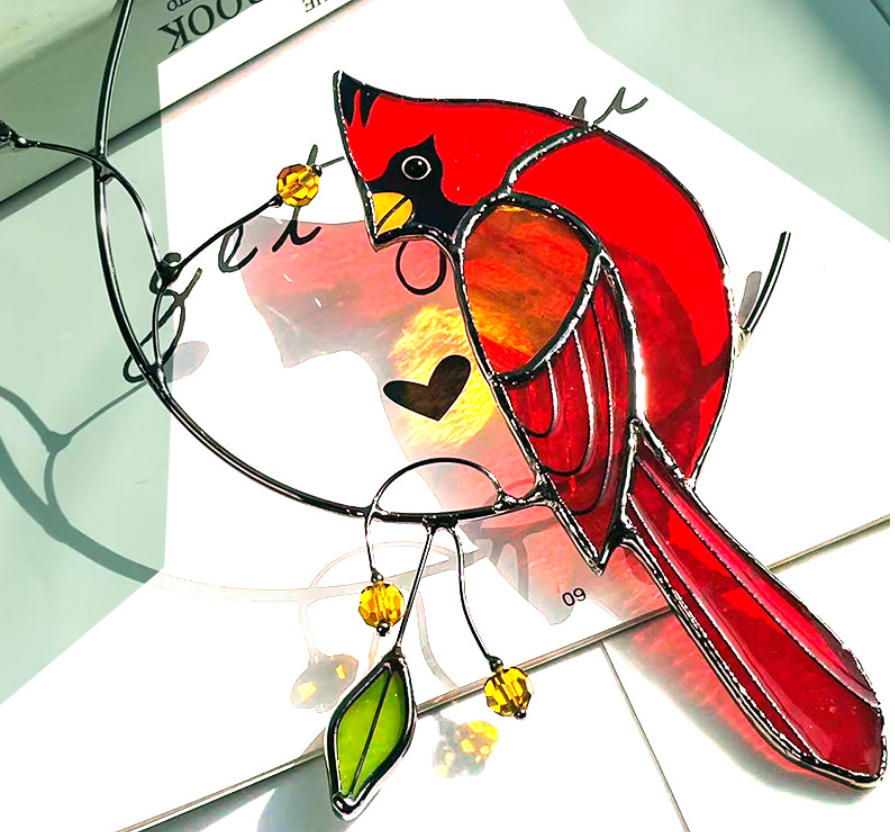 Stained Glass Hummingbird Sun Catcher – Colorful Acrylic Window Hanging Ornament, Handmade Bird Light Catcher Home Decor Gift