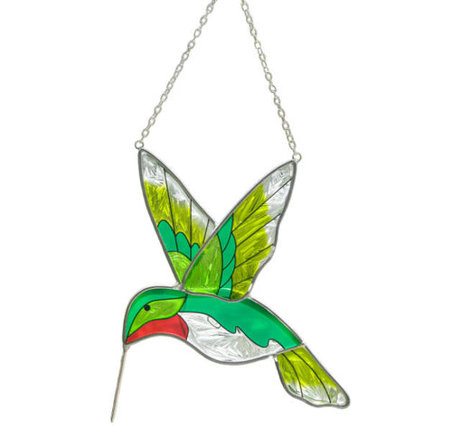 Stained Glass Hummingbird Sun Catcher – Rainbow Light Window Hanging Ornament, Colorful Suncatcher Gift for Garden & Home Decor