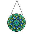 Stained Glass Mandala Sun Catcher – Church Window Style Hanging Ornament, Floral Rainbow Light Catcher for Home & Garden Decor