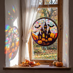 Halloween Acrylic Sun Catcher – Rainbow Window Hanging Ornament, Spooky Stained Glass Style Halloween Decor for Home & Party
