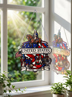 American 250th Anniversary Sun Catcher – Independence Day Patriotic Eagle Flag Acrylic Window Hanging Ornament, USA Gift Decor