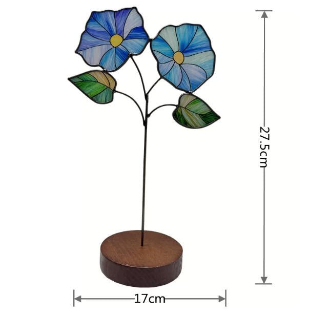 Birth Month Flower Sun Catcher – Personalized Floral Stained Glass Window Hanging Decor, Birthday Gift for Her, Wooden Base Light Catcher - Lumenglower