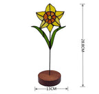 Birth Month Flower Sun Catcher – Personalized Floral Stained Glass Window Hanging Decor, Birthday Gift for Her, Wooden Base Light Catcher - Lumenglower