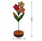 Birth Month Flower Sun Catcher – Personalized Floral Stained Glass Window Hanging Decor, Birthday Gift for Her, Wooden Base Light Catcher - Lumenglower