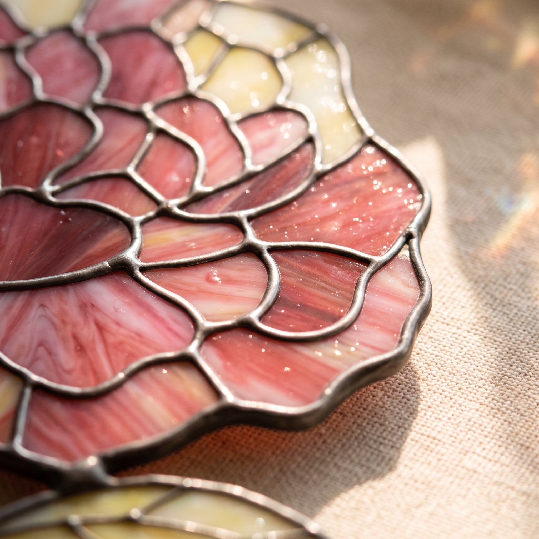 Birth Month Flower Sun Catcher – Personalized Floral Stained Glass Window Hanging Decor, Birthday Gift for Her, Wooden Base Light Catcher - Lumenglower