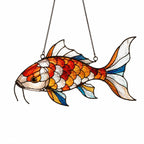 Colorful Koi Fish Stained Glass Window Hanging - Lumen Garden Studio