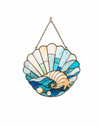 Seashell Ocean Original Stained Glass Suncatcher - Lumen Garden Studio