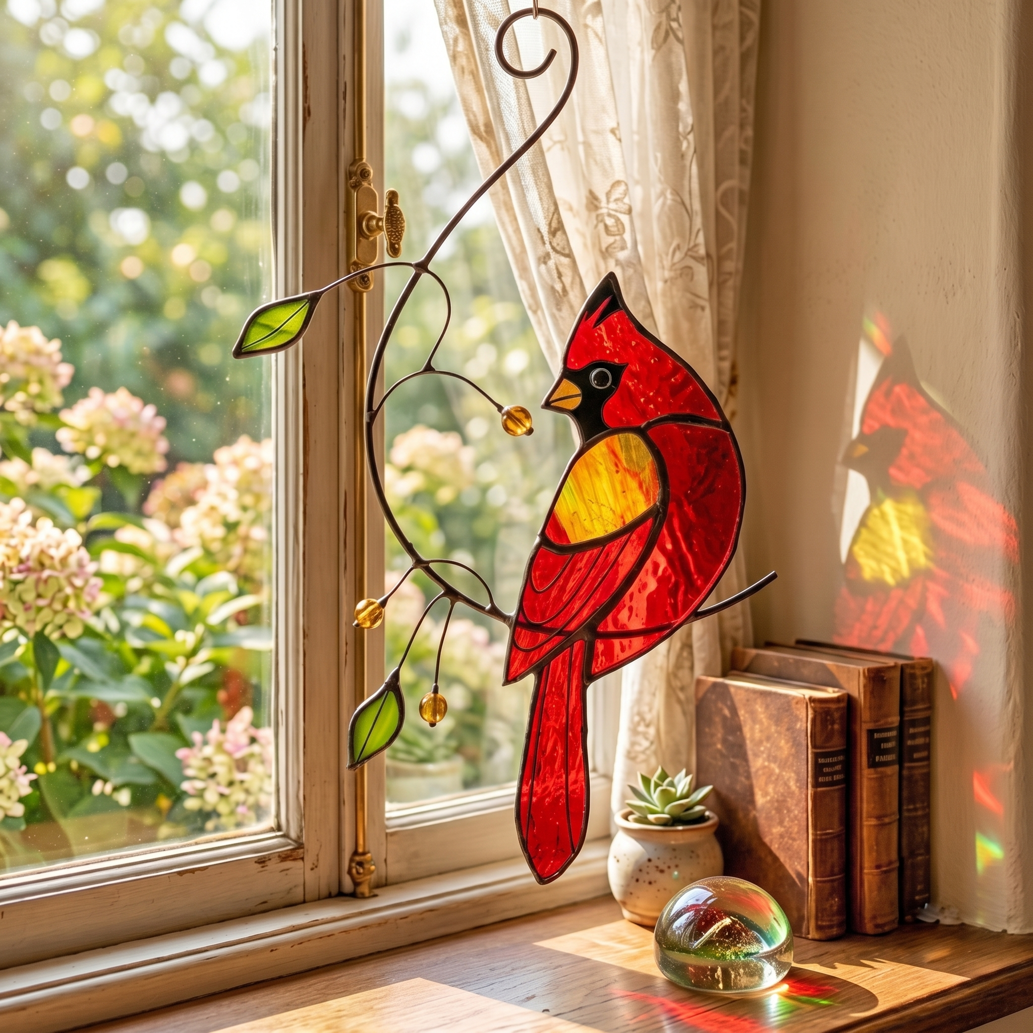 Stained Glass Hummingbird Sun Catcher – Colorful Acrylic Window Hanging Ornament, Handmade Bird Light Catcher Home Decor Gift - Lumenglower